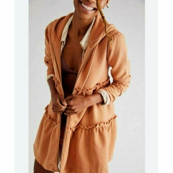 Free People Tiered Trapeze Zip Sweatshirt small - Picture 2 of 13